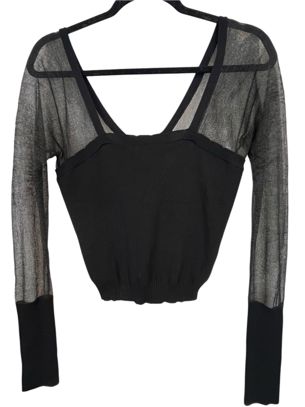 Free People x Intimately FP Night After Night Long Sleeve sheer in Black Medium - Picture 5 of 11